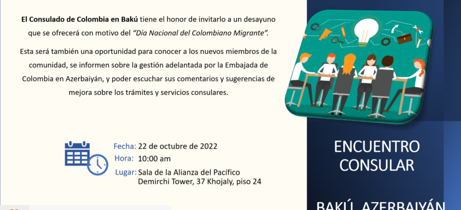 Desayuno con colombianos en Bakú, para conmemorar el Día Nacional del Colombiano Migrante