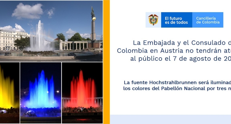 La Embajada y el Consulado de Colombia en Austria no tendrán atención al público el 7 de agosto de 2019